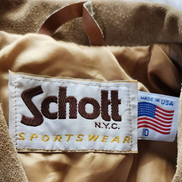 Schott NYC Vintage 80s Cropped Western Fringed Suede Jacket Tan, Women's Size S - Picture 8 of 11